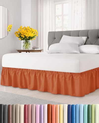 CGK Wrap Around Dust Ruffle Bed Skirt - Full Size, 9" Inch, Terracotta