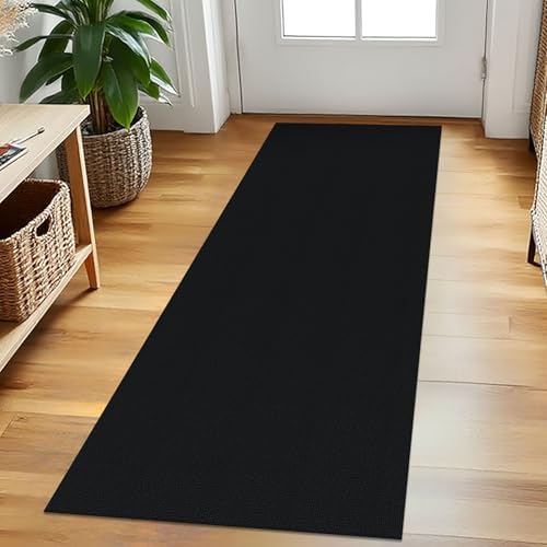 EARTHALL Washable Runner Rug, Non Slip Entry Runner, 2x5 Ft, Black Heather