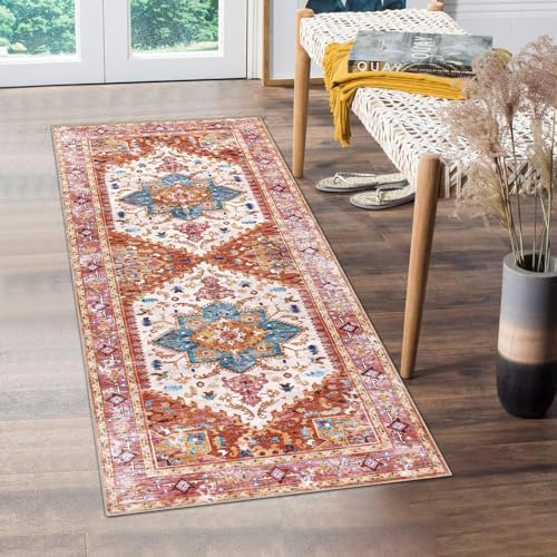 Yamaziot Washable Runner Rug, 2x5 Non-Slip Boho Vintage Hallway Kitchen Rug