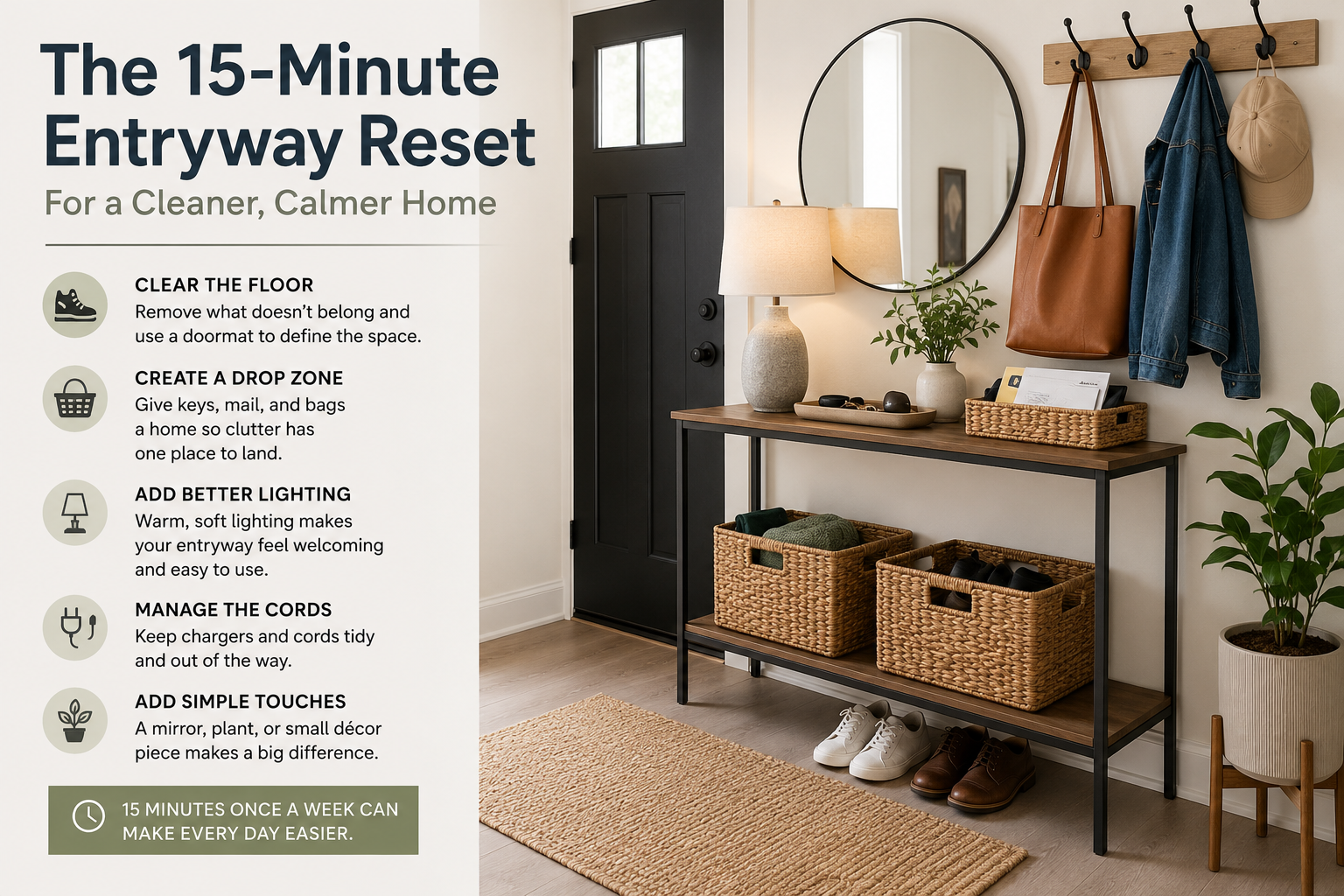 The 15-Minute Entryway Reset for a Cleaner, Calmer Home