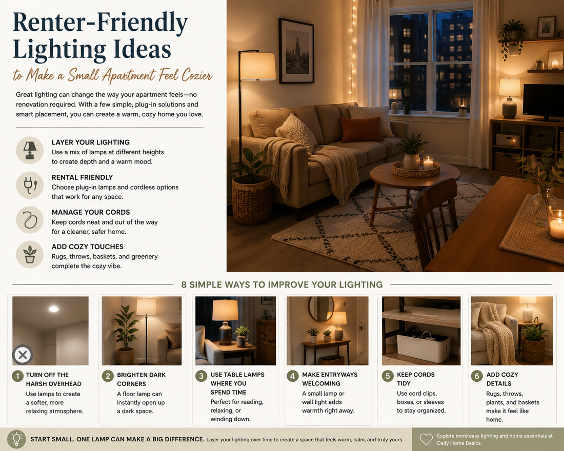 Renter-Friendly Lighting Ideas to Make a Small Apartment Feel Cozier