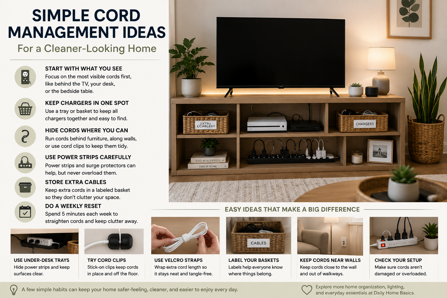 Simple Cord Management Ideas for a Cleaner-Looking Home