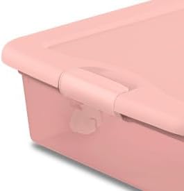 Sterilite 4 Pack Wheeled Under Bed Storage Container, 56 Qt Plastic Bin w/Latching Lid for Organization - Clothes & Shoes Organizer, Pearl Blush Tint