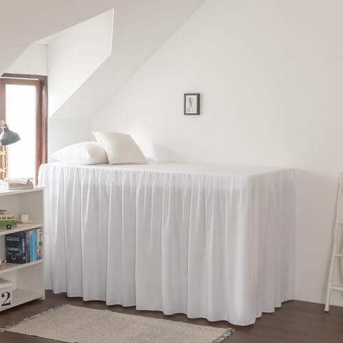Dorm Room Bed Skirt Twin XL, College DormEssentials - White, 32 Inch - Image 3