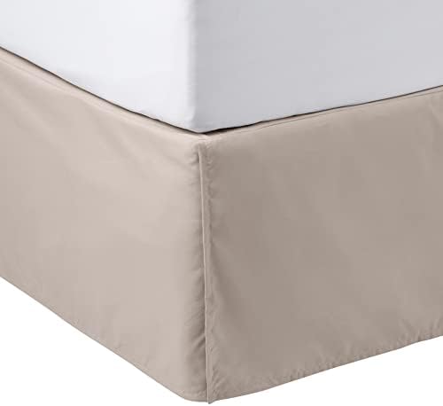 Amazon Basics Lightweight Pleated Bed Skirt, Wrinkle and Fade Resistant, Machine Washable, Queen, Taupe by AmazonBasics