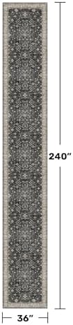 Hazo Haus Black Boho Washable 3x20 Extra Long Runner Rug for Hallway, Waterproof Large Kitchen Floor Rug, Non-Slip Stain & Fade Resistant, Vintage Floral Decor - Image 2