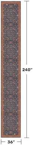 Hazo Haus Washable 3x20 Extra Long Hallway Runner Rug, Navy Blue Large Kitchen Floor Rug Indoor, Non-Slip Stain & Fade Resistant, Vintage Boho Floral Décor - Image 2