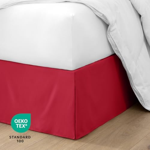 Bare Home Queen Bed Skirt - 15-Inch Tailored Drop Easy Fit - Bed Skirt for Queen Beds - Center & Corner Pleats (Queen, Red) - Image 6
