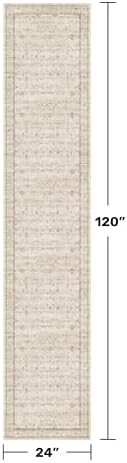 Beige Cream 2x10 Long Hallway Runner Rug, Non Slip Farmhouse Kitchen Rugs Washable, Geometric Floral Modern Entryway Floor Mats, Non Skid with Rubber Backing, Low Pile & Soft Carpet - Image 2