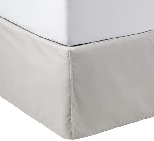Amazon Basics Lightweight Pleated Bed Skirt, Machine Washable, Wrinkle and Fade Resistant, Queen, Light Grey, 16-Inch Drop by AmazonBasics