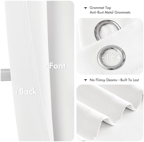 MIULEE Blackout Curtains for Bedroom 2 Panels 50 x 63 Inch Long Pure White - Image 4