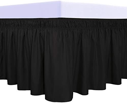 PureFit Wrap Around Ruffled Bed Skirt, Black, Twin/Full - 22" Drop by PureFit