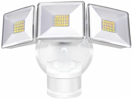 OREiN 4500LM/30W Flood Lights Outdoor, 240°/40FT Motion Sensor Outdoor Lights, Dusk to Dawn/Auto/Test Mode, IP65 Waterproof LED Security Light for Yard Garden, White (Hardwired)
