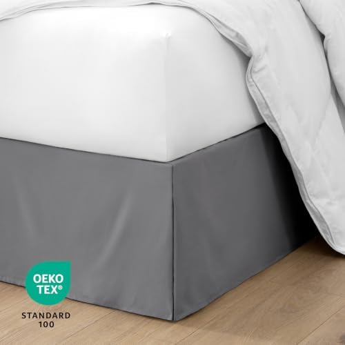 Bare Home Bed Skirt 15-Inch Drop 1800 Ultra-Soft (Twin, Grey) - Image 6