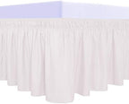 PureFit Wrap Around Ruffled Bed Skirt, Baby Pink, Queen/King - 14" Drop by PureFit
