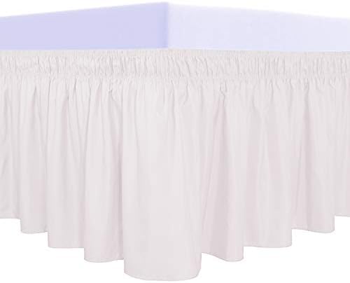 PureFit Wrap Around Ruffled Bed Skirt, Baby Pink, Queen/King - 14" Drop by PureFit