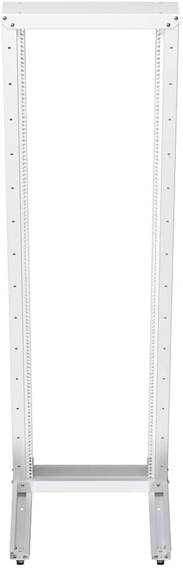 NavePoint 42U 2 Post Rack Open Frame Server Rack for 19 Inch Equipment, AV, Networking, Data & IT Devices, 2-Post Rack 42U with Wheels, 661lbs Weight Capacity, White