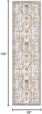 Madane Hallway Runner Rug 3x10 Washable Kitchen Runners 10ft, Brown/Gold - Image 2