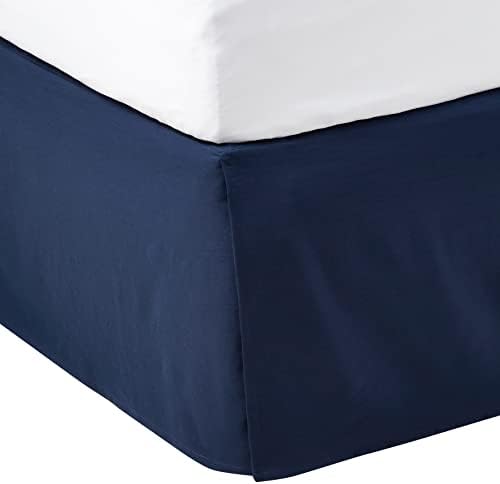 Amazon Basics Lightweight Pleated Dust Ruffle Bed Skirt, Fade Resistant, Wrinkle Resistant, Twin, Navy Blue by AmazonBasics
