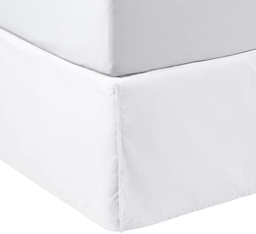 Amazon Basics Lightweight Pleated Bed Skirt, Twin, Bright White, Solid by AmazonBasics