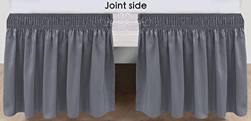 Wrap Around King Size Bed Skirt Split Corner 17" Drop-Elastic Dust Ruffle - Image 4