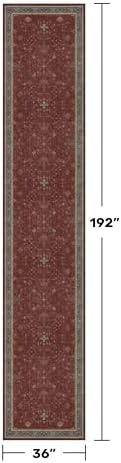 Hazo Haus Boho Washable 3x16 Extra Long Hallway Runner Rug, Burgundy Waterproof Large Kitchen Floor Rug Indoor, Non-Slip Stain & Fade Resistant, Vintage Unique Bohemian Red Décor - Image 2