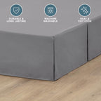 Bare Home Bed Skirt 15-Inch Drop 1800 Ultra-Soft (King, Grey) - Image 3
