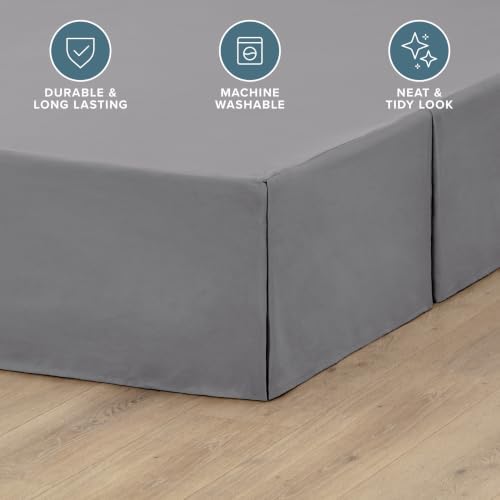 Bare Home Bed Skirt 15-Inch Drop 1800 Ultra-Soft (Cal King, Grey) - Image 3