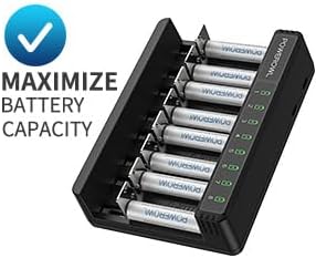 POWEROWL Rechargeable AAA Batteries Kit - 8 Pack 1000mAh High Capacity Low Self Discharge NiMH Double A Battery with 8 Independent Slots Charger