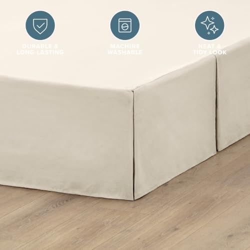 Bare Home Bed Skirt 15-Inch Drop 1800 Ultra-Soft (Queen, Sand) - Image 3