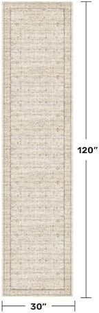 2'6"x10' Extra Long Runner Rugs for Hallways Non Slip, Machine Washable Rug Runner for Kitchen Floor, Entryway, Soft Low Pile Neutral Light Beige Décor, Geometric Floral Pattren Stain Resistant Carpet - Image 2