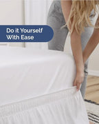 CGK Wrap Around Dust Ruffle Bed Skirt - Queen Size, 16" Inch, White - Image 3
