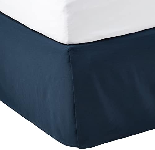 Amazon Basics Lightweight Pleated Bed Skirt, Fade Resistant, Wrinkle Resistant, Machine Washable, Queen, Navy Blue by AmazonBasics