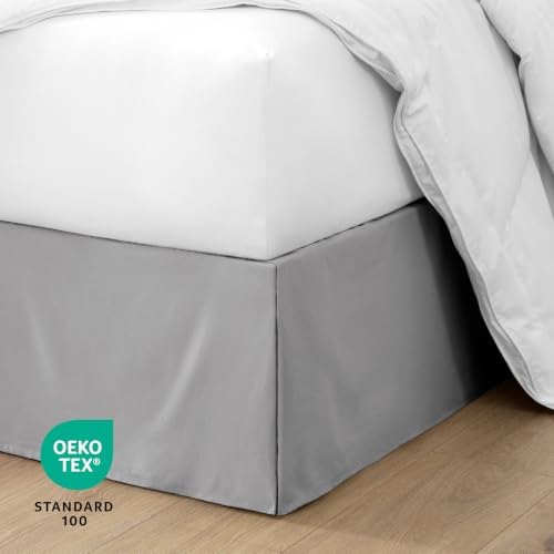 Bare Home Bed Skirt 15-Inch Drop 1800 Ultra-Soft (Full XL, Light Grey) - Image 6