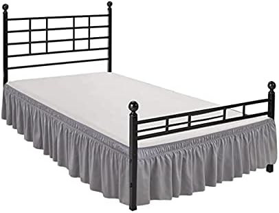 Wrap Around Queen Size Bed Skirt Split Corner 12" Drop-Elastic Dust Ruffle - Image 2