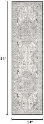 Madane Kitchen Runner Rug 2x7 with Rubber Backing Non Slip, Ivory/Brown - Image 2