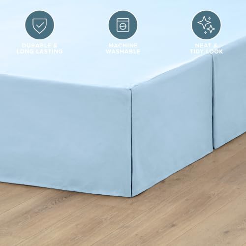 Bare Home Bed Skirt 15-Inch Drop 1800 Ultra-Soft (Twin, Light Blue) - Image 3