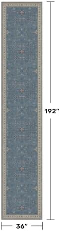 Hazo Haus Neutral Blue Washable 3x16 Extra Long Hallway Runner Rug, Boho Washable Large Kitchen Floor Rug Indoor, Non-Slip Stain & Fade Resistant, Vintage Unique Floral Décor - Image 2
