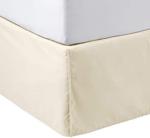 Amazon Basics Lightweight Pleated Bed Skirt, Queen, Beige, Wrinkle Resistant, Fade Resistant, Machine Washable by AmazonBasics