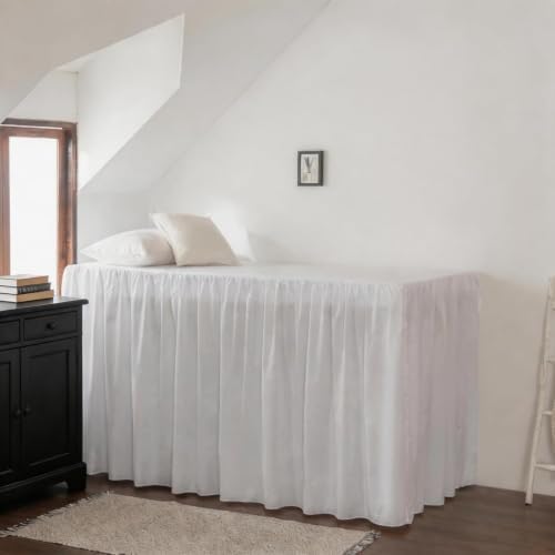 Dorm Bed Skirt Twin XL 30" Drop, College Dorm Room Essentials, White by xuandian