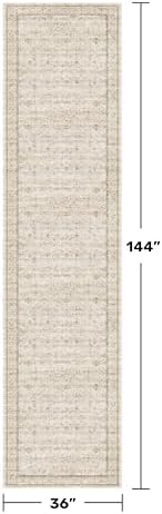 Beige Floral 3X12 Washable Long Hallway Runner Rug, Non-Slip Low-Pile Farmhouse Kitchen Rug, Neutral Vintage Distressed Oriental Carpet, Non-Shedding, Stain & Fade Resistant Home Décor - Image 2