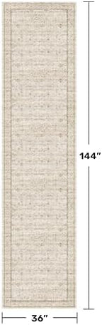 Beige Floral 3X12 Washable Long Hallway Runner Rug, Non-Slip Low-Pile Farmhouse Kitchen Rug, Neutral Vintage Distressed Oriental Carpet, Non-Shedding, Stain & Fade Resistant Home Décor - Image 2