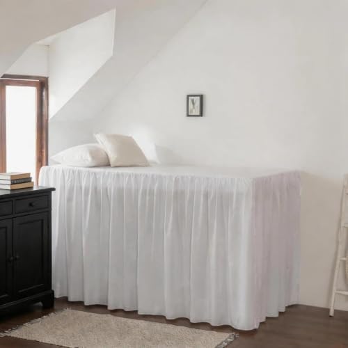 Dorm Bed Skirt Twin XL 42" Drop, College Dorm Room Essentials, White by xuandian