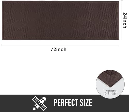 HIYARD Sturdy Front Door Mat, Absorbent Muddy Dirt Resist Welcome Door Mats Outdoor Indoor, Stain and Fade Resistant, Non-Slip Rubber Backing Low Profile Doormat for Entryway, 72×24, Coffee - Image 2