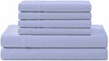Linen Home 100% Cotton Percale Sheet Set, Cal King Size, Baby Blue, Deep Pocket, 6 Pieces Set - 1 Flat, 1 Deep Pocket Fitted Sheet and 4 Pillowcases, Crisp Cool and Strong Bed Linen