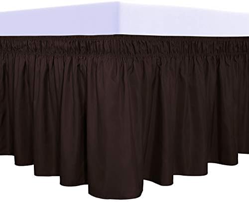 PureFit Wrap Around Ruffled Bed Skirt, Chocolate, Queen/King - 18" Drop by PureFit