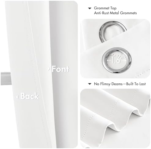 MIULEE Blackout Curtains for Bedroom 2 Panels 40 x 80 Inch Long Pure White - Image 4