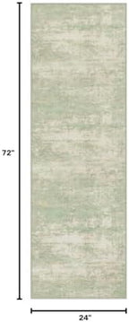 2x6 Washable Runner Rug：Modern Abstract Soft Carpet Green Cream - Image 2