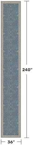 Hazo Haus Blue Boho 3x20 Extra Long Hallway Runner Rug - Non Slip Waterproof Kitchen Floor Mat - Modern Eclectic Floral Design Décor - Image 2
