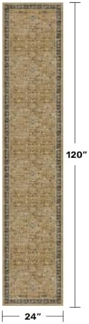 Washable 2x10 Entryway Long Runners for Hallways, Kitchen Floor Mat for Indoor Entrance, Vintage Rustic Brown and Charcoal Olive Decor, Non-Slip Stain Resistant Low-Pile Throw Rug - Image 2